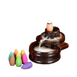 倒流香炉石磨家用去味茶道禅意塔香室内空气檀香炉沉香炉创意摆件