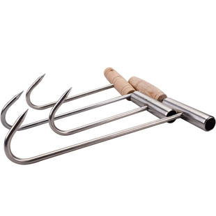 不锈钢丁字钩猪肉拖勾子丁字挂钩拖钩多用手拉钩猪牛羊屠宰烤鸭钩