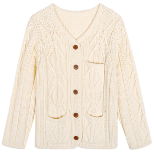 落落狷介 慵懒松弛感毛线衣2025年新款秋冬小个子开衫麻花毛衣女