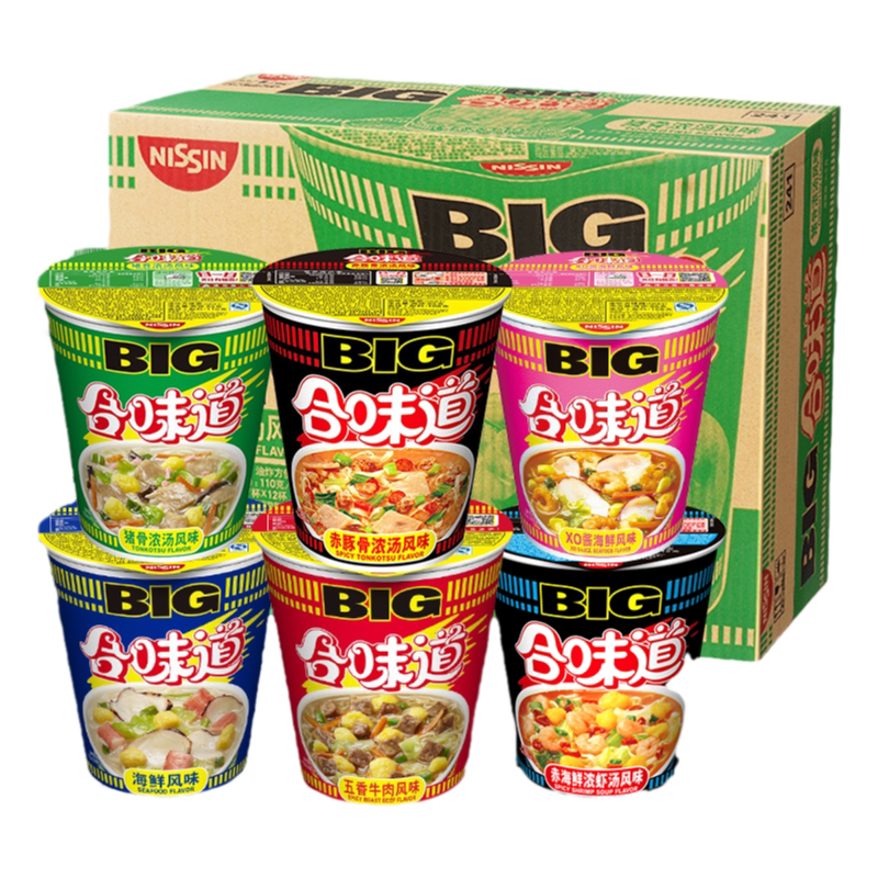 日清合味道big大杯整箱五香XO酱海鲜猪骨赤豚骨浓汤即食方便泡面