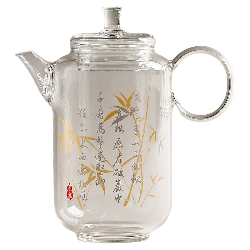 宏逐金银竹韵玻璃茶壶绿茶泡茶器
