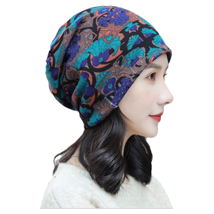 花朵帽子女秋冬韩版保暖休闲套头帽两用帽围脖套护耳帽包头月子帽