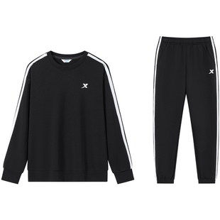 特步童装男童套装2025秋冬新款儿童运动服卫衣长裤两件套加绒套装