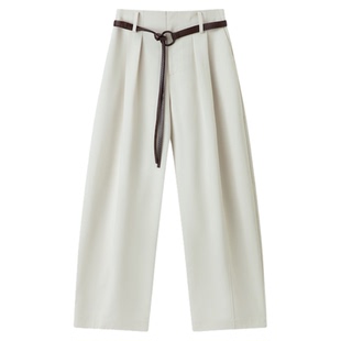 【赠腰带】RUISHI芮时“弧影裥奏”宽松弧形休闲裤廓形弯刀裤女春