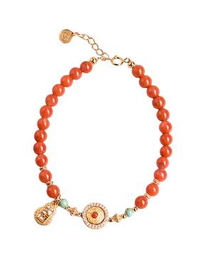 天然南红绿松石925银饰手链女款小众精致手串转运珠提溜福禄招财