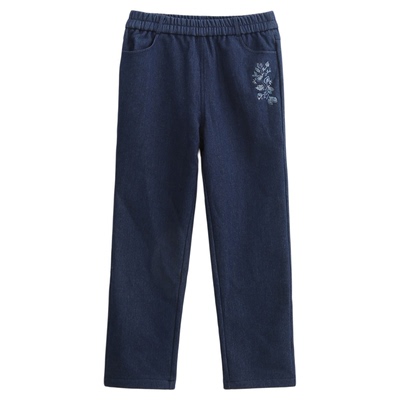 依布妈妈装中老年加绒加厚牛仔裤