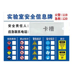 实验室管理信息牌公示牌安全信息牌亚克力插卡卡槽可插卡片墙贴区域负责人联系方式标示牌贴警告指示牌定制