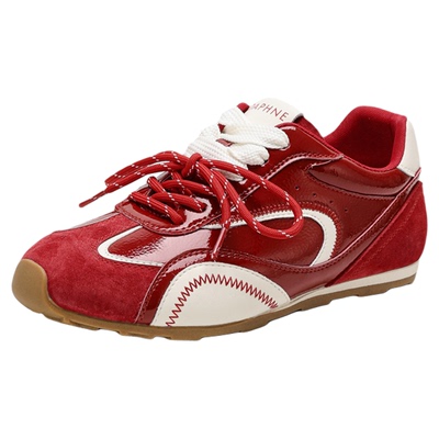 达芙妮红色德训鞋2026春季拼接女