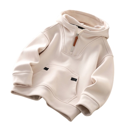 男童秋冬加绒加厚防风连帽卫衣潮