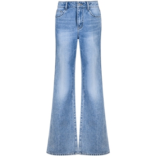 陈数同款YES BY YESIR叶谦原创设计25年新款压胶铆钉微喇牛仔裤