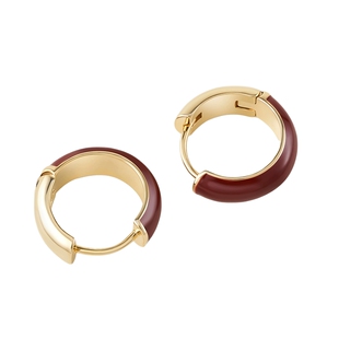 阿吉豆AJIDOU耳环女简约休闲时尚法式复古红色本命年耳圈秋冬耳饰