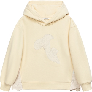 播broadcute童装连帽卫衣2024春季新款设计感拼接短款男女童上衣