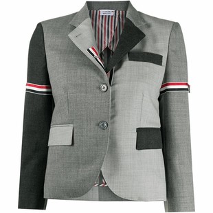 [24期免息]THOM BROWNE 女士拼色FUNMIX羊毛高袖笼西服外套