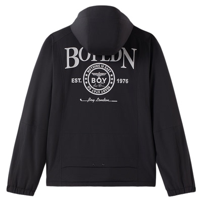 BOYLONDON冬季潮流印花外套潮酷保暖短款连帽男女棉服N29030