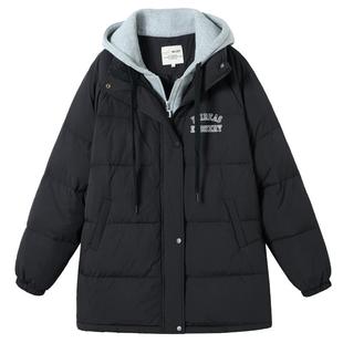 学生羽绒服少女韩版初中生中长款2025冬装面包服90绒宽松外套加厚