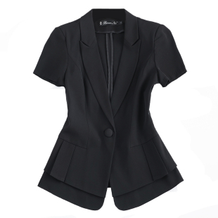 短袖西装套装女夏薄款珠宝店美容院面试经理工作服小个子职业套裙