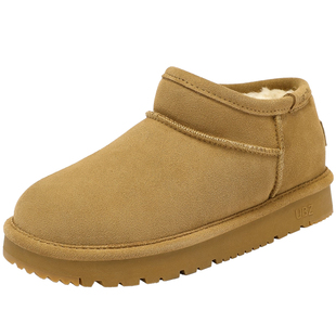 UBZ 防水矮帮雪地靴女一脚蹬2025年新款女冬低帮短靴加绒面包棉鞋