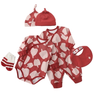 新生儿婴儿礼盒秋冬连体衣礼物满月送礼衣服红色宝宝过年拜年服