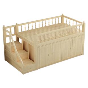 实木成人衣柜床半高儿童床上床下柜多功能大容量储物床现代简约