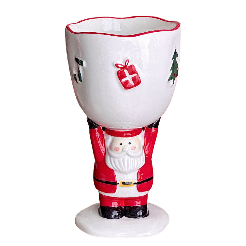 圣诞老人围巾高脚杯釉下彩节日送人礼物冰淇淋陶瓷马克杯女伴手礼