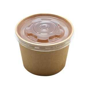 一次性牛皮纸打包盒商用整箱外卖盒快餐盒保温带盖圆形食品级纸碗