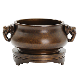 铜香炉纯铜家用供奉象耳香炉大号仿古宣德炉纯铜香供炉薰香炉摆件