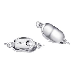 925纯银元宝扣穿珍珠项链锁扣吊坠手链连接扣串珠扣头diy配件专用