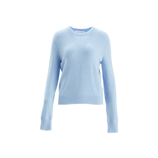 OBEG欧碧倩温柔风蓝色圆领套头羊毛毛衣女冬内搭针织上衣10484080