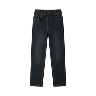 森柔牛仔|森马牛仔裤女磨毛长裤女士潮流秋休闲简约小直筒裤时尚