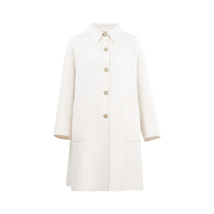 HONRN/红人白色中长双面山羊绒羊毛呢子大衣外套女秋冬HI55OD010