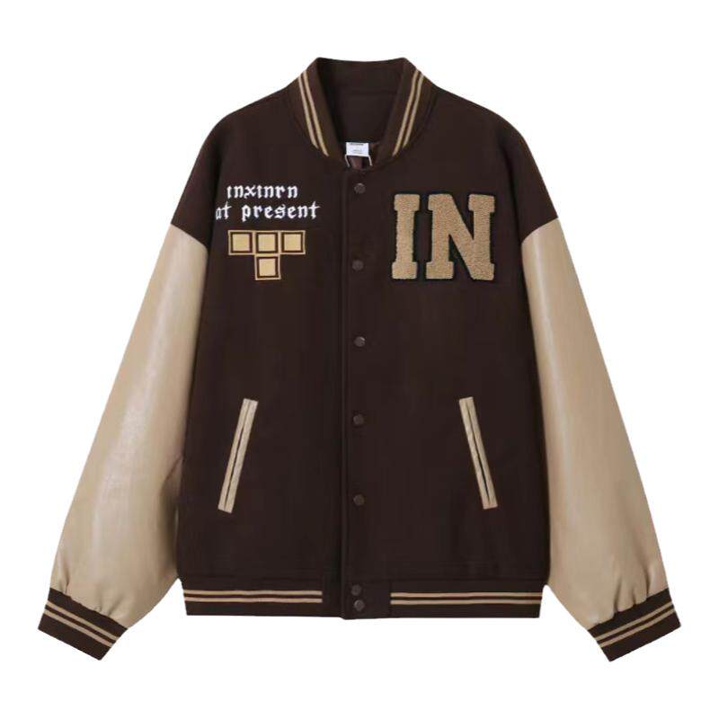 INXINRN圆领秋宽松毛巾绣棒球服