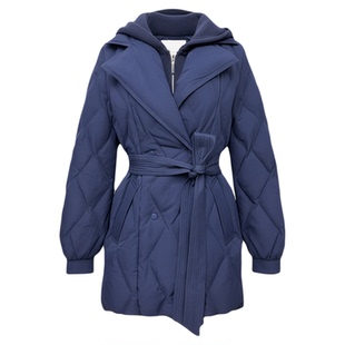 印象草原冬季新款绗线羽绒服女中长款连帽休闲时尚气质外套保暖