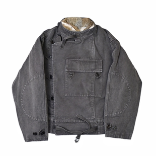 SONOFLOONG复古水洗瑞典机摩托车夹克男兔毛领三合一机车外套工装