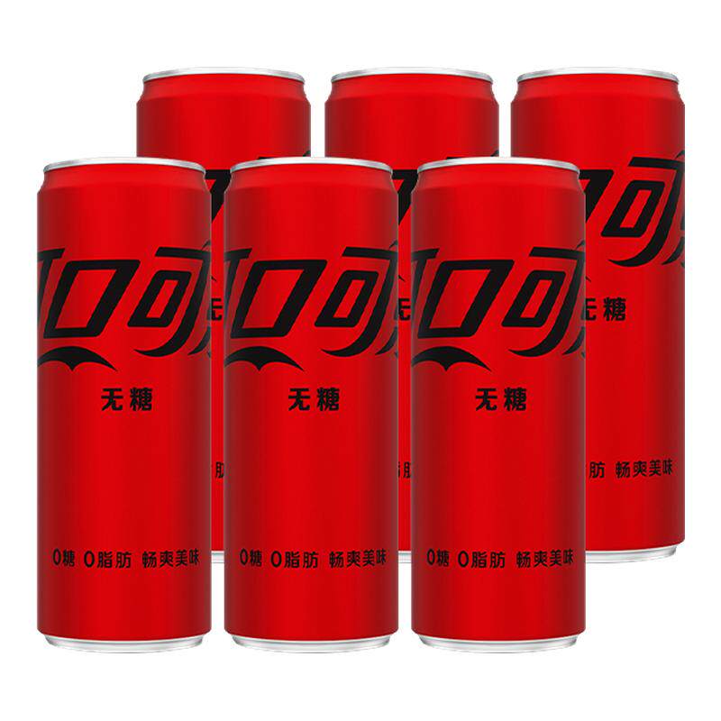 可口可乐无糖330ml*6罐零度可乐零糖零卡碳酸饮料bp