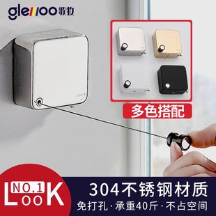 免打孔阳台隐形收缩晾衣神器不锈钢公寓室内伸缩钢丝绳覆膜晾衣架