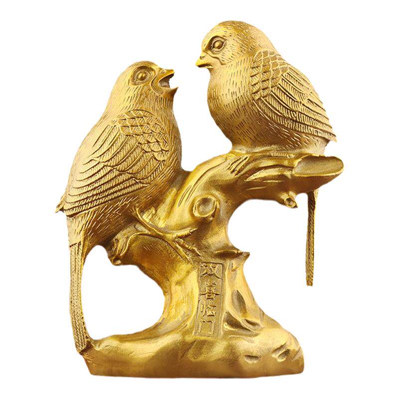 黄铜双喜临门喜鹊摆件金属工艺品家居招财纳福喜上眉梢摆件送礼品