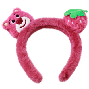 可爱卡通草莓熊发箍女秋冬季洗脸束发带毛绒压发头箍百搭发捆头饰