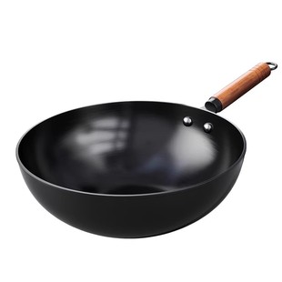 平底炒菜锅传统铁锅官方旗舰老式炒锅家用不粘锅无涂层燃气灶适用