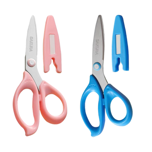 日本SAKURA樱花小学生儿童剪刀小型剪子圆头安全手工便携式剪纸专用美工刀小剪刀裁纸可爱文具彩纸工具幼儿园