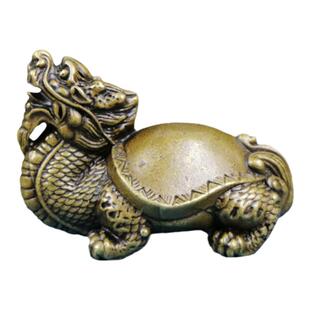 纯铜实心长寿龙龟霸下赑屃玄武茶宠手把摆件桌面镇纸书房怀旧创意