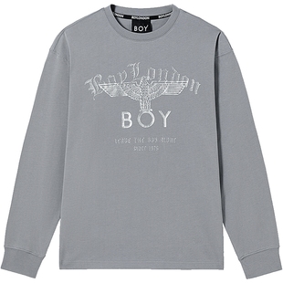 BOYLONDON春秋男女同款T恤时尚潮酷印花老鹰针织长袖N00801
