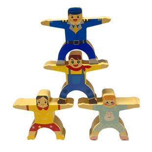 大力士叠叠乐平衡积木叠叠高儿童叠罗汉木质小人偶婴宝宝益智玩具