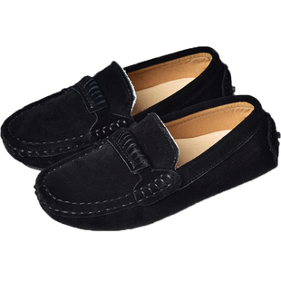 blue rock蓝岩进口牛皮2020新款儿童豆豆鞋男女反绒磨砂男童加绒