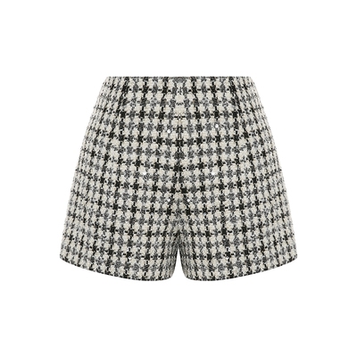 Maison Wester2025冬季新品短款裤子经典气质黑白百搭粗花呢短裤