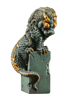 青砂石盘龙瑞兽招财摆件