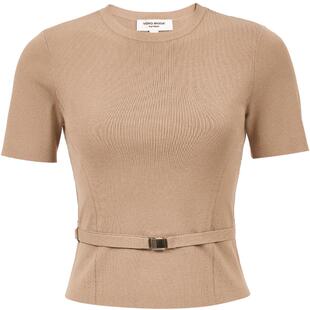 Vero Moda针织衫2025秋季新款收腰纯色圆领腰部系带设计上衣通勤