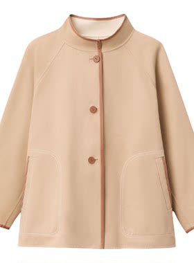 LAFAYETTE148/拉飞逸 双面可穿漏斗领卡其长袖外套简约高级感外套