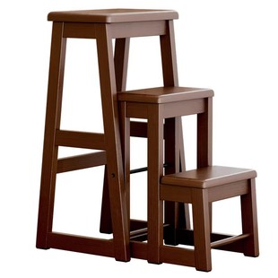 英尼斯 实木折叠梯子家用三步梯椅梯凳室内小木梯多功能登高木梯