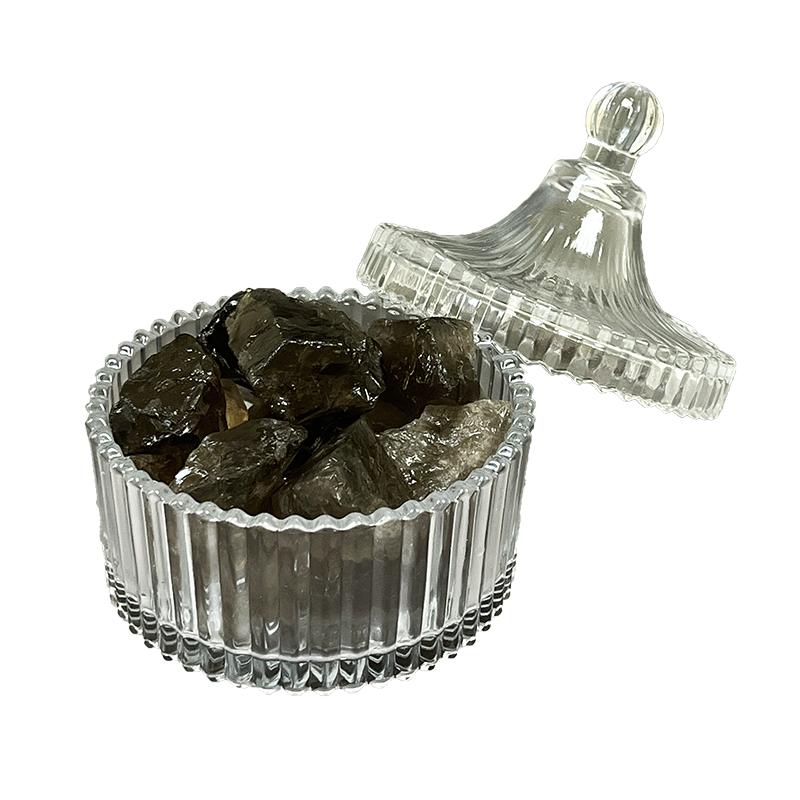 天然茶黑水晶石黑色消磁石净化碗