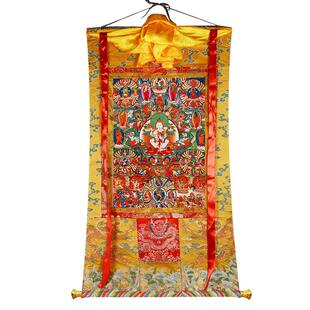 闯隆文武百尊唐卡挂画西藏藏式手工装裱矿物颜料画心客厅装饰壁画